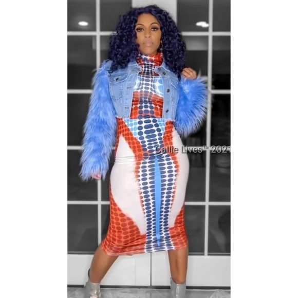 Stasia 3006 Bikini Body: Printed Bodycon Sexy Stretch Dress - Picture 3 of 16